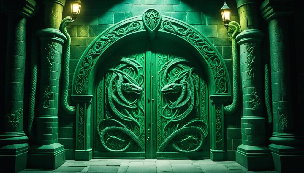 Serpent door at Slytherin common room