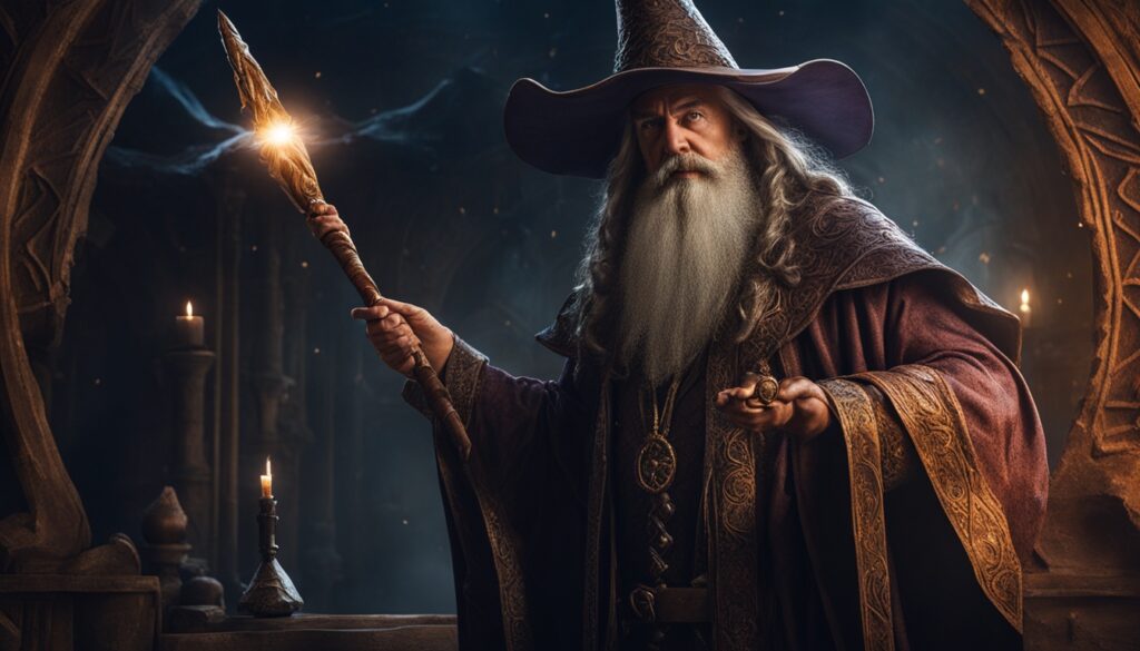 wizard holding a wand